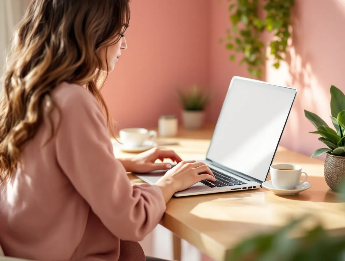 Gérante d’institut travaillant sur son ordinateur portable